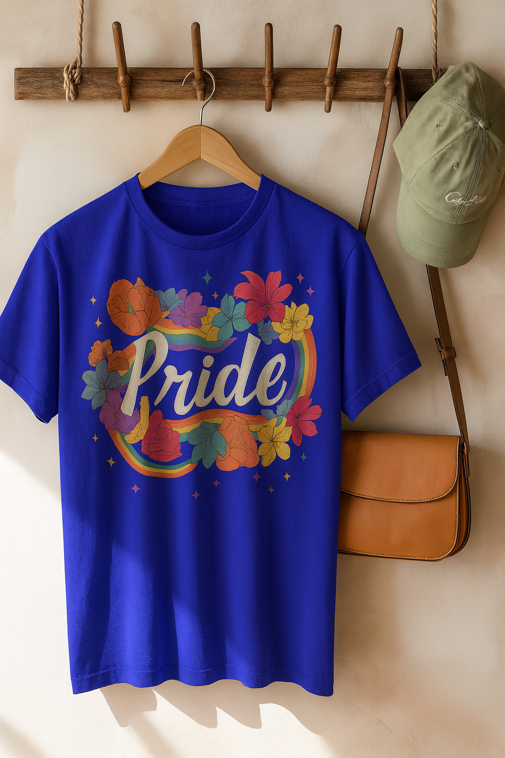 PETALS & SOUL REGULAR PRINTED T-SHIRT: Pride Floral Rainbow