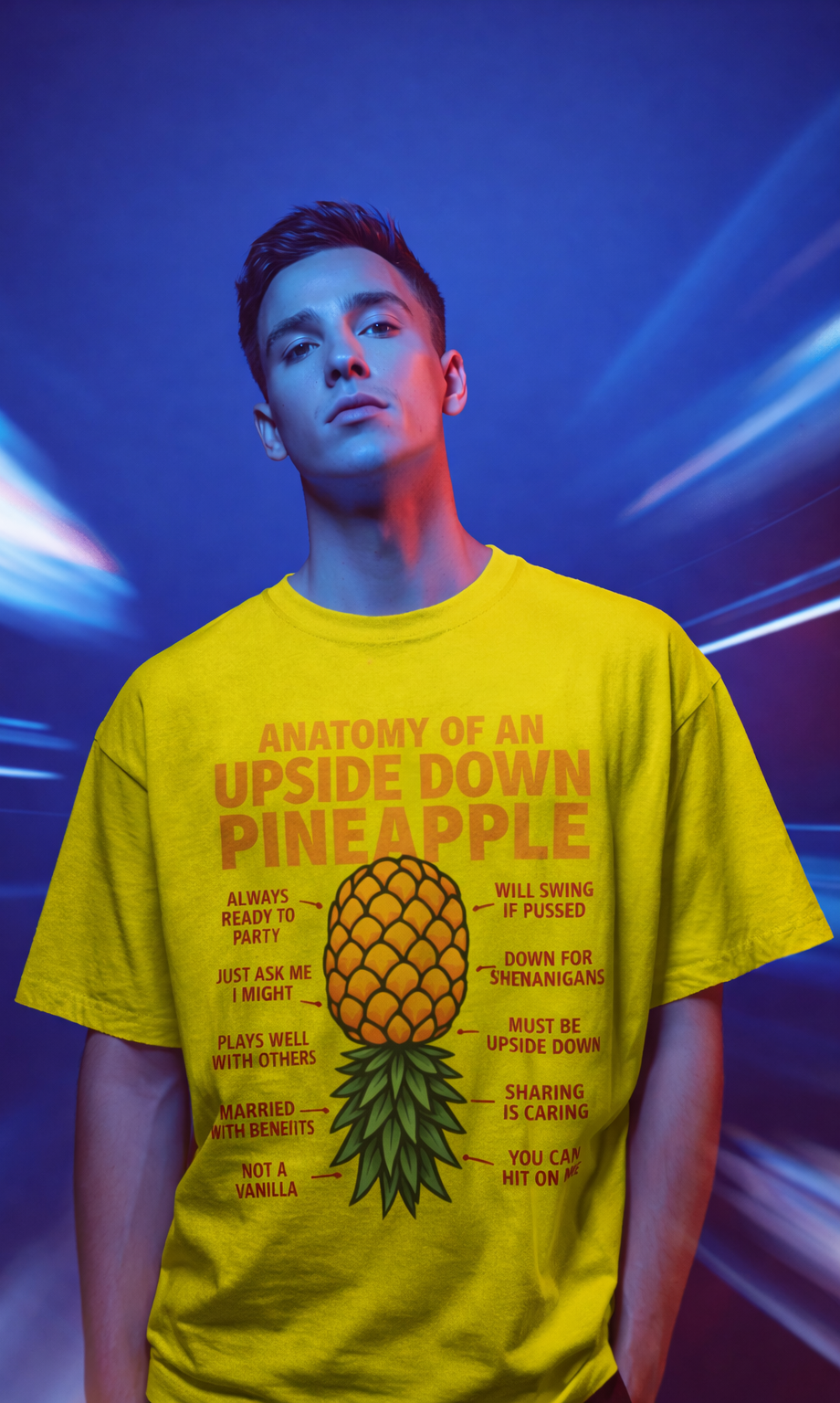 MENS REGULAR PRINTED T-SHIRT: Anatomy of an Upside-Down Pineapple