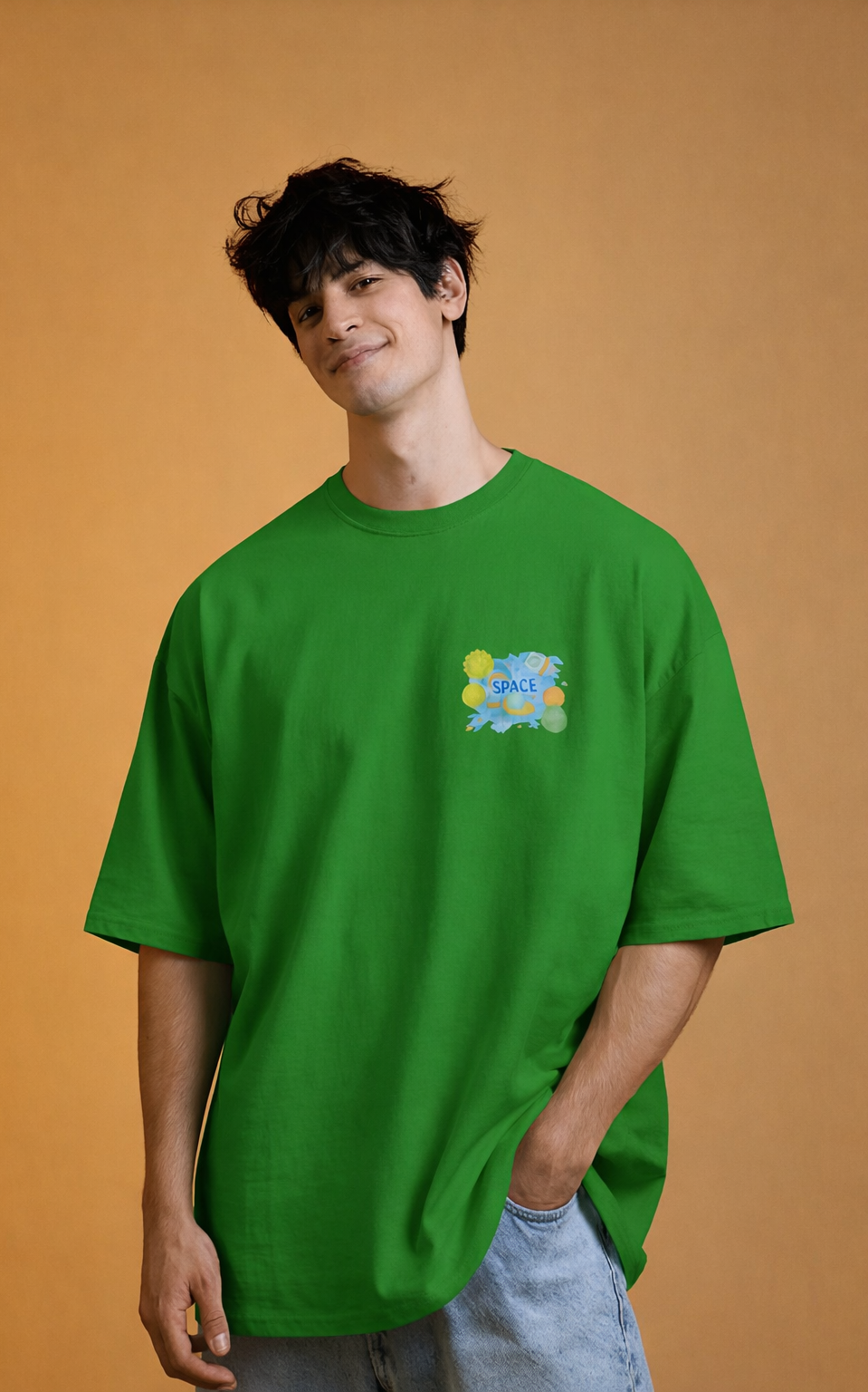 MENS OVERSIZED PRINTED T-SHIRT: Cosmic Curiosity