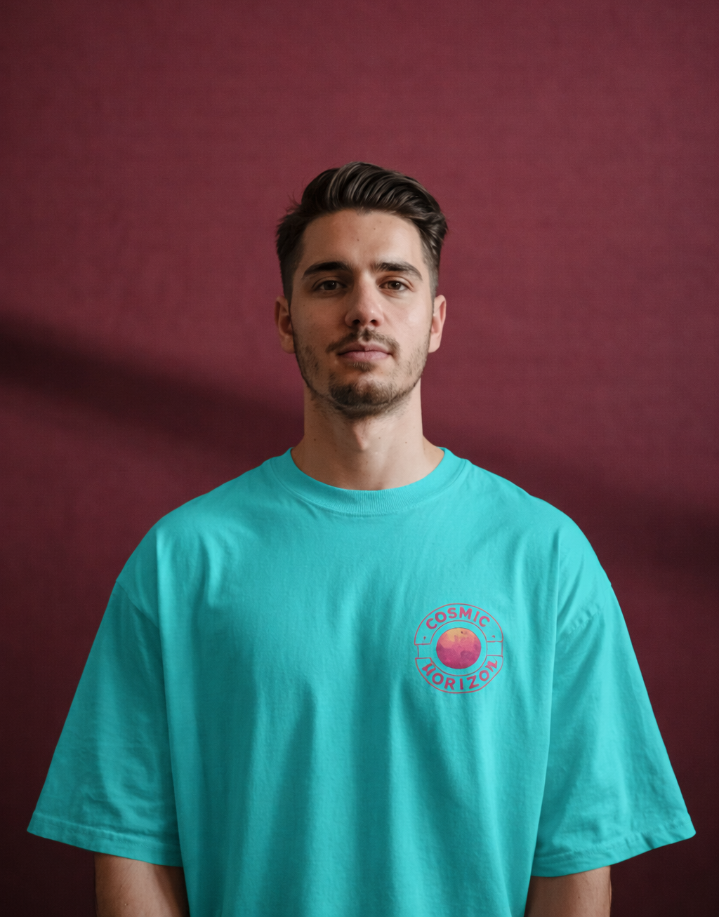 MENS OVERSIZED PRINTED T-SHIRT: Cosmic Horizon