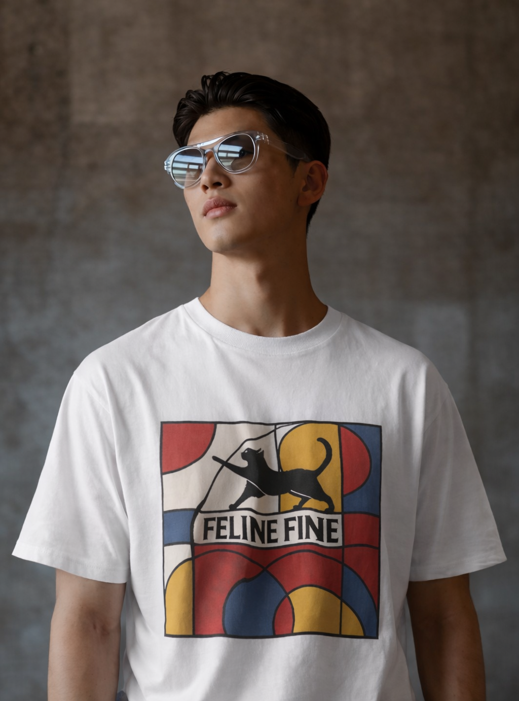 MENS REGULAR PRINTED T-SHIRT: Feline Fine