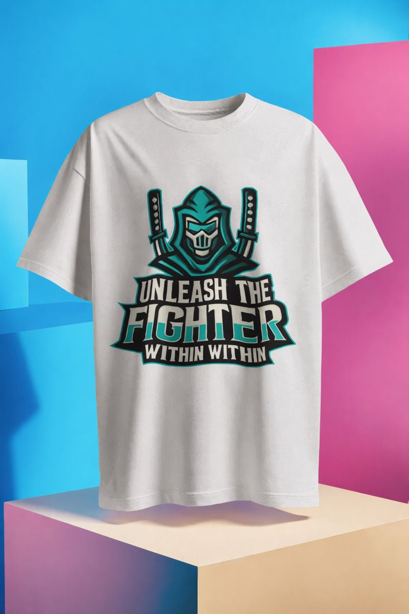 MENS OVERSIZED PRINTED T-SHIRT: Unleash the Fighter