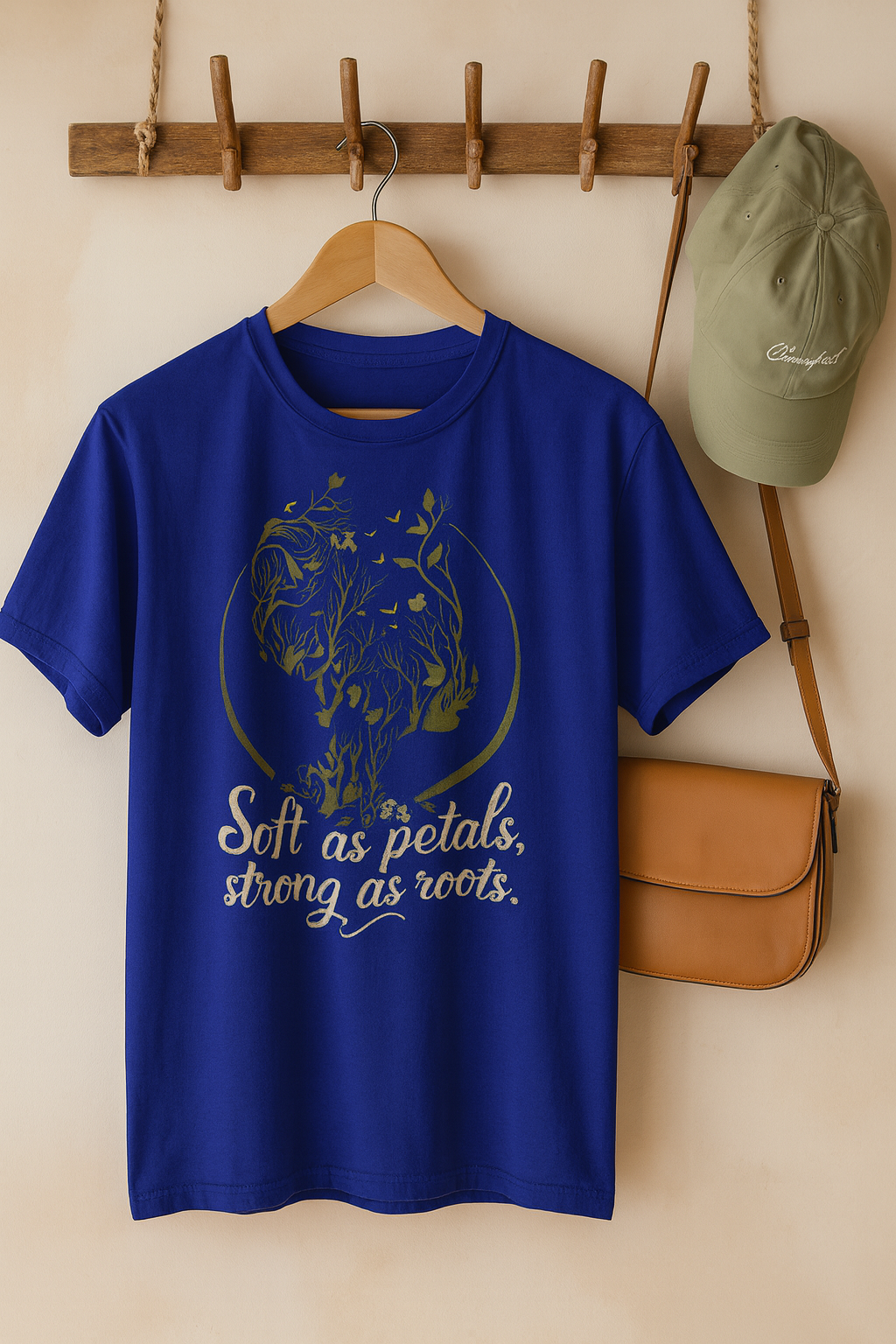 PETALS & SOUL REGULAR PRINTED T-SHIRT: Strong as Roots